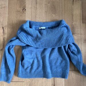 Abercrombie & Fitch Off-Shoulder Blue Sweater